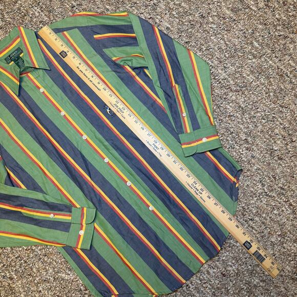 Vintage Lauren Ralph Lauren Womens Size 4 Flag Logo Striped Button Up Shirt - Picture 6 of 6